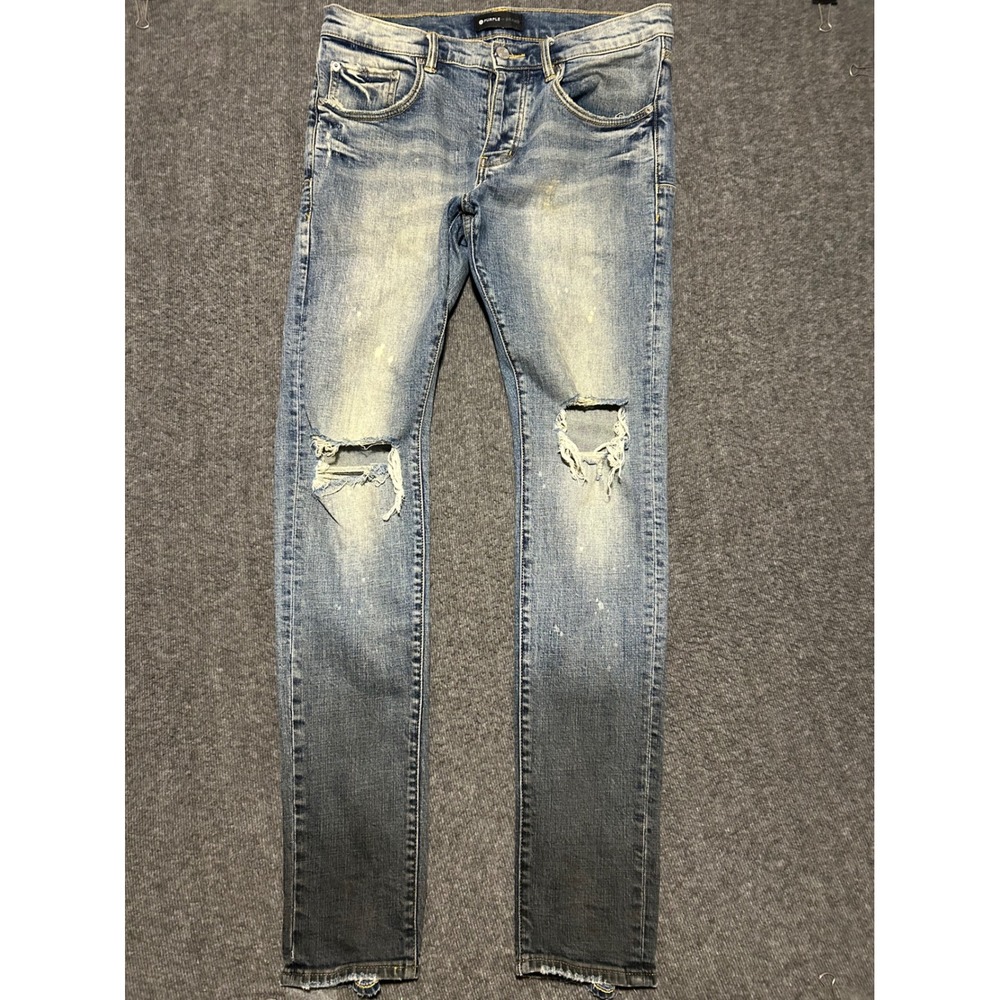 Purple brand P001 jeans distressed mens slim cotton stretch fit 32X33 designer